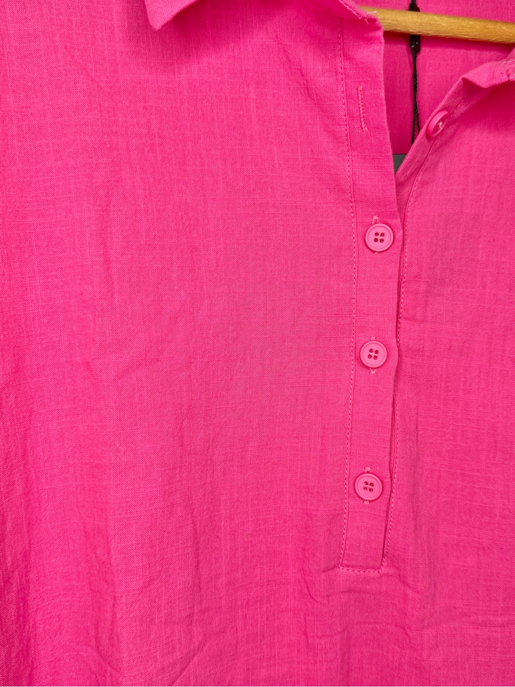 Hot Pink 100% Cotton Collard Shirt Dress Xl | Mini Shift With Pockets Nwt — image 7 of 8